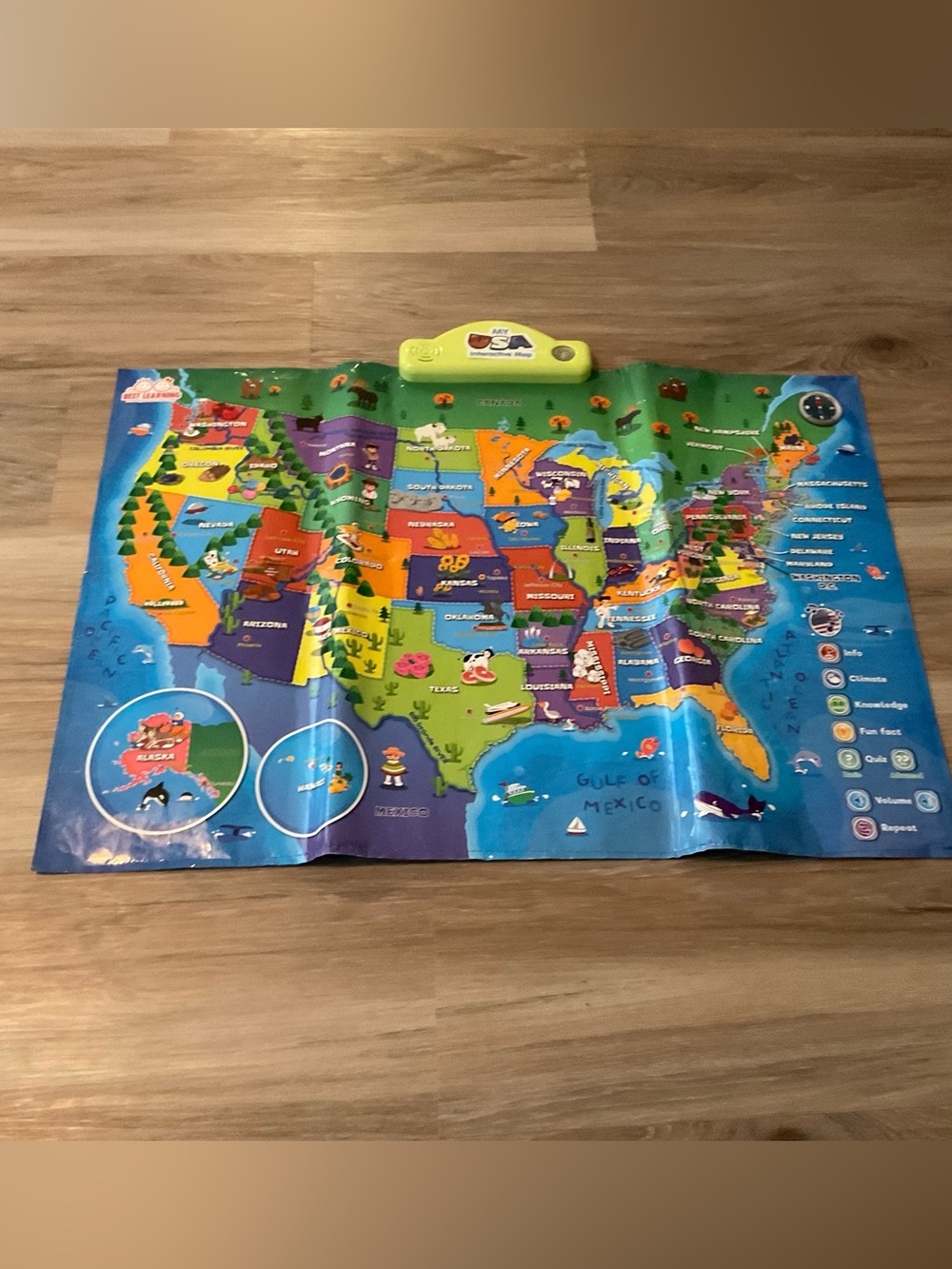 Best Learning | Interactive Kids US Map Play Mat - Educational Blue/Green